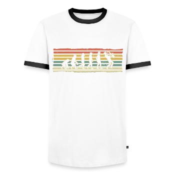 Cadeau de joueur de saxophone Evolution amusante d'un - T-shirt contrasté Homme - blanc/noir - Devant - AI Model Female 172 light (172cm) & AI Model Male 178 dark (178cm)