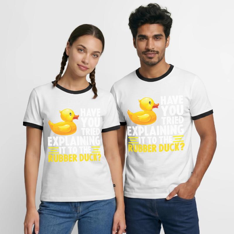 Debug Duck Debugging Rubber Duck Men's Ringer Shirt