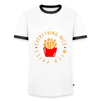 Everything nice with french fries - Men's Ringer Shirt - white/black - Front - AI Model Female 172 light (172cm) & AI Model Male 178 dark (178cm)