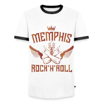 Musique de Memphis, musique de Memphis Tennessee, - T-shirt contrasté Homme - blanc/noir - Devant - AI Model Female 172 light (172cm) & AI Model Male 178 dark (178cm)