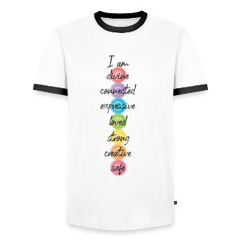 Chakra Tantra Life Spirit Spirit Buddha - Men's Ringer Shirt - white/black - Front - AI Model Female 172 light (172cm) & AI Model Male 178 dark (178cm)