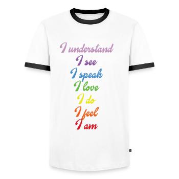 Chakra Tantra Zen Buddhism Spirit Spirit - Men's Ringer Shirt - white/black - Front - AI Model Female 172 light (172cm) & AI Model Male 178 dark (178cm)