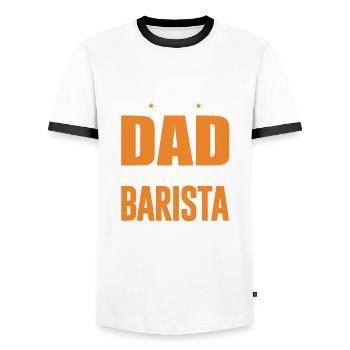 Barista Vater Coffee Shop Kaffee heißes Koffein - Männer Kontrast-T-Shirt - Weiß/Schwarz - Vorne - AI Model Female 172 light (172cm) & AI Model Male 178 dark (178cm)