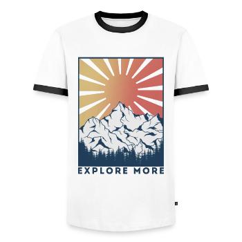 Explore more randonneurs montagnes nature cadeau escalade - T-shirt contrasté Homme - blanc/noir - Devant - AI Model Female 172 light (172cm) & AI Model Male 178 dark (178cm)