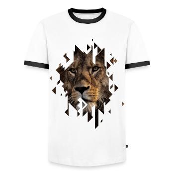 Lion Lion King Jungle Africa Safari Animal - Men's Ringer Shirt - white/black - Front - AI Model Female 172 light (172cm) & AI Model Male 178 dark (178cm)