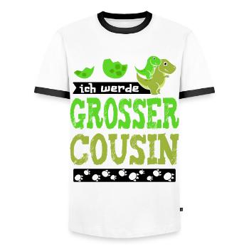 Ich bin bald grosser Cousin - werde großer Cousin - Männer Kontrast-T-Shirt - Weiß/Schwarz - Vorne - AI Model Female 172 light (172cm) & AI Model Male 178 dark (178cm)