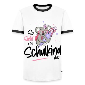 Schooling first class motif with koala - Men's Ringer Shirt - white/black - Front - AI Model Female 172 light (172cm) & AI Model Male 178 dark (178cm)