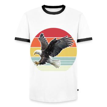Eagle Retro Bird science Predators - Men's Ringer Shirt - white/black - Front - AI Model Female 172 light (172cm) & AI Model Male 178 dark (178cm)