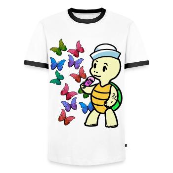 Baby Schildkröte Sommerzeit Schmetterlinge Eis - Männer Kontrast-T-Shirt - Weiß/Schwarz - Vorne - AI Model Female 172 light (172cm) & AI Model Male 178 dark (178cm)