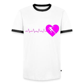 Läufer Geschenk Spaß Damen Laufen Herzschlag Geschenke - Männer Kontrast-T-Shirt - Weiß/Schwarz - Vorne - AI Model Female 172 light (172cm) & AI Model Male 178 dark (178cm)