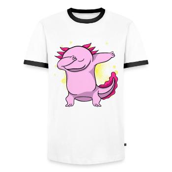 Dabbing Axolotl - Men's Ringer Shirt - white/black - Front - AI Model Female 172 light (172cm) & AI Model Male 178 dark (178cm)