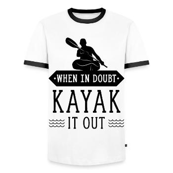 Kayak Wassersport Kajak Kajakfahrer Kajakfahren - T-shirt contrasté Homme - blanc/noir - Devant - AI Model Female 172 light (172cm) & AI Model Male 178 dark (178cm)