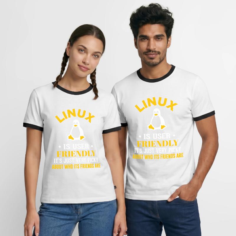 Linux Geek Coding Programmierer Nerd Männer Kontrast-T-Shirt