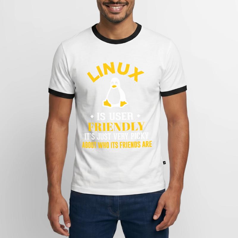 Linux Geek Coding Programmierer Nerd Männer Kontrast-T-Shirt