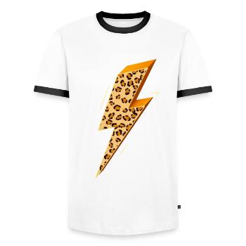 Blitz, Blitz Bolzen, Blitzschlag, - Männer Kontrast-T-Shirt - Weiß/Schwarz - Vorne - AI Model Female 172 light (172cm) & AI Model Male 178 dark (178cm)