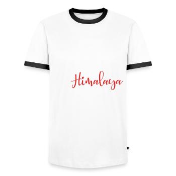 Himalayan Mountains Hiking Nepal Mountains - Men's Ringer Shirt - white/black - Front - AI Model Female 172 light (172cm) & AI Model Male 178 dark (178cm)