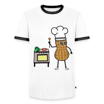 Cacahuète cuisine cuisine cuisinière cuisinière amateur - T-shirt contrasté Homme - blanc/noir - Devant - AI Model Female 172 light (172cm) & AI Model Male 178 dark (178cm)
