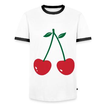 cherry - Men's Ringer Shirt - white/black - Front - AI Model Female 172 light (172cm) & AI Model Male 178 dark (178cm)