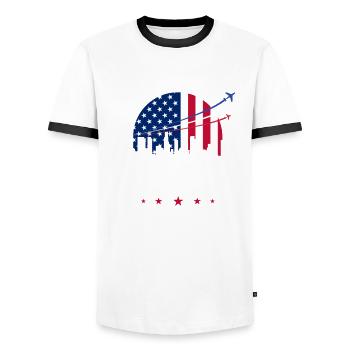 Kamala Harris, Kamala Harris Politics, Kamala - Men's Ringer Shirt - white/black - Front - AI Model Female 172 light (172cm) & AI Model Male 178 dark (178cm)