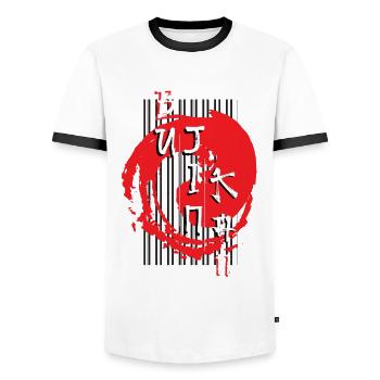 Bujinkan, Bujinkan Japanese, Martial arts, - Men's Ringer Shirt - white/black - Front - AI Model Female 172 light (172cm) & AI Model Male 178 dark (178cm)