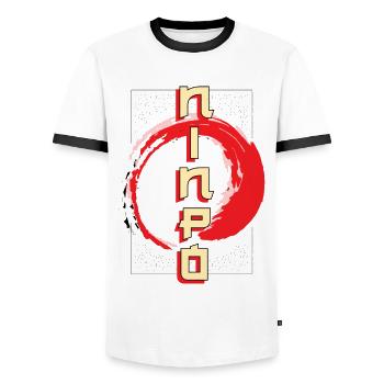 Bujinkan, Bujinkan Japanische Kampfkünste, - Männer Kontrast-T-Shirt - Weiß/Schwarz - Vorne - AI Model Female 172 light (172cm) & AI Model Male 178 dark (178cm)
