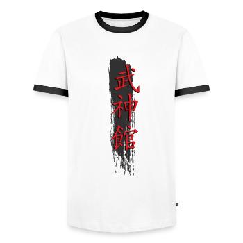 Bujinkan, Bujinkan ninja, kanji, - Men's Ringer Shirt - white/black - Front - AI Model Female 172 light (172cm) & AI Model Male 178 dark (178cm)