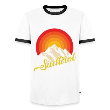 Südtirol Wandern Tiroler Italien Heimat - Männer Kontrast-T-Shirt - Weiß/Schwarz - Vorne - AI Model Female 172 light (172cm) & AI Model Male 178 dark (178cm)