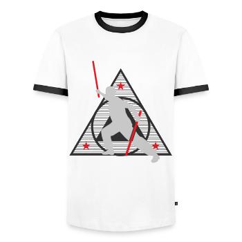 eskrima, eskrima Filipino, eskrimador, - Men's Ringer Shirt - white/black - Front - AI Model Female 172 light (172cm) & AI Model Male 178 dark (178cm)