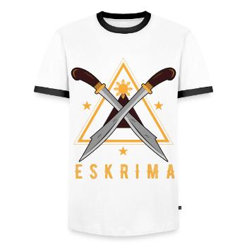 eskrima, eskrima Filipino martial arts, - Men's Ringer Shirt - white/black - Front - AI Model Female 172 light (172cm) & AI Model Male 178 dark (178cm)