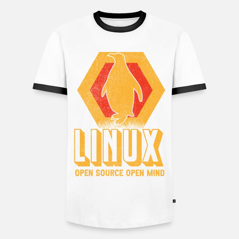 Linux Geek Penguin Nerd Computer Scientist - Men's Ringer Shirt - white/black