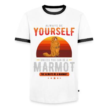 marmot, marmot groundhog, groundhog day, - Men's Ringer Shirt - white/black - Front - AI Model Female 172 light (172cm) & AI Model Male 178 dark (178cm)
