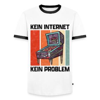 Pinball kein Internet lustiger Flipperautomat - Männer Kontrast-T-Shirt - Weiß/Schwarz - Vorne - AI Model Female 172 light (172cm) & AI Model Male 178 dark (178cm)