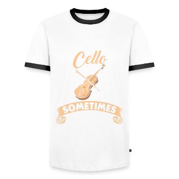 Violoncello Cello Cellospieler Cellist Jazz Musik - Männer Kontrast-T-Shirt - Weiß/Schwarz - Vorne - AI Model Female 172 light (172cm) & AI Model Male 178 dark (178cm)