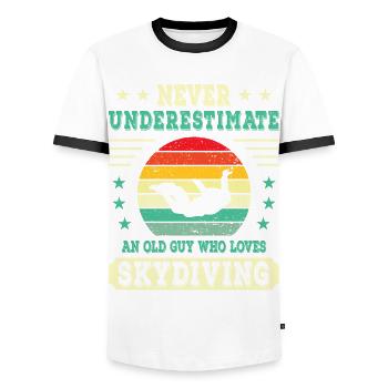 Never Underestimate An Old Guy Who Loves Skydiving - Männer Kontrast-T-Shirt - Weiß/Schwarz - Vorne - AI Model Female 172 light (172cm) & AI Model Male 178 dark (178cm)