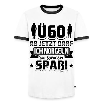 60 Geburtstag Mann - Männer Kontrast-T-Shirt - Weiß/Schwarz - Vorne - AI Model Female 172 light (172cm) & AI Model Male 178 dark (178cm)