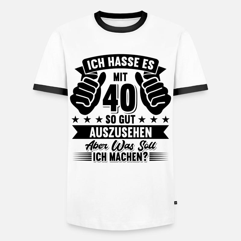 40. Geburtstag - Männer Kontrast-T-Shirt - Weiß/Schwarz