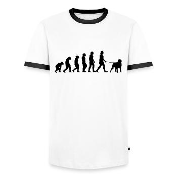 Suisse sennenhund Evolution Chien de paysan cadeau - T-shirt contrasté Homme - blanc/noir - Devant - AI Model Female 172 light (172cm) & AI Model Male 178 dark (178cm)