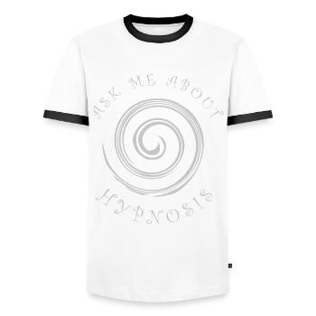 Hypnotiseur, spirale hypnotisante, spirituel, - T-shirt contrasté Homme - blanc/noir - Devant - AI Model Female 172 light (172cm) & AI Model Male 178 dark (178cm)