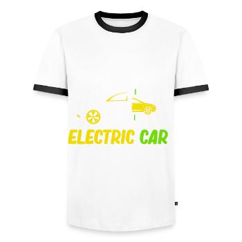 Electric Car Environment E-Car Battery Car - Men's Ringer Shirt - white/black - Front - AI Model Female 172 light (172cm) & AI Model Male 178 dark (178cm)