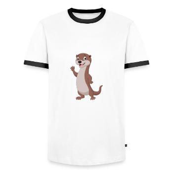 Loutres douces animal sort mertre animal sauvage - T-shirt contrasté Homme - blanc/noir - Devant - AI Model Female 172 light (172cm) & AI Model Male 178 dark (178cm)