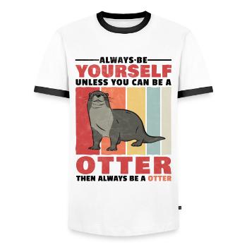 Loutre toi-même la loutre cadeau de loutre - T-shirt contrasté Homme - blanc/noir - Devant - AI Model Female 172 light (172cm) & AI Model Male 178 dark (178cm)
