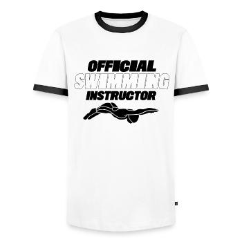 Entraîneur officiel de moniteur de natation entraîneur de natation - T-shirt contrasté Homme - blanc/noir - Devant - AI Model Female 172 light (172cm) & AI Model Male 178 dark (178cm)