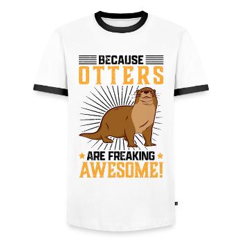Loutres sont fantastiques loutre de mer - T-shirt contrasté Homme - blanc/noir - Devant - AI Model Female 172 light (172cm) & AI Model Male 178 dark (178cm)