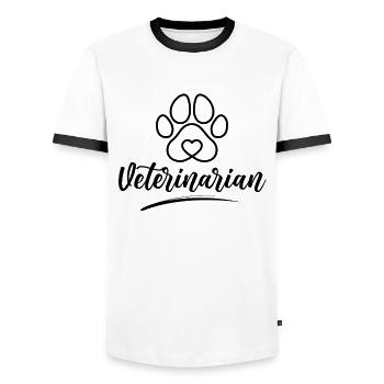 Vétérinaire Vétérinaire Médecine Vétérinaire Vétérinaire - T-shirt contrasté Homme - blanc/noir - Devant - AI Model Female 172 light (172cm) & AI Model Male 178 dark (178cm)