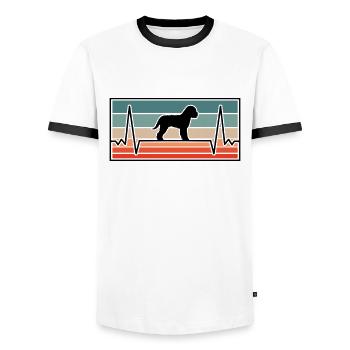 Lagotto Romagnolo Heartbeat Truffle Dog Gift - Men's Ringer Shirt - white/black - Front - AI Model Female 172 light (172cm) & AI Model Male 178 dark (178cm)