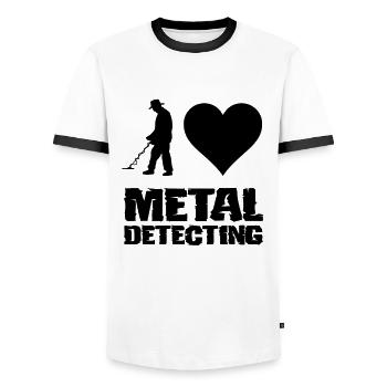 I love Metal Detecting Probe Walker Detector - Men's Ringer Shirt - white/black - Front - AI Model Female 172 light (172cm) & AI Model Male 178 dark (178cm)