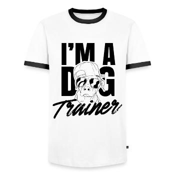 Je suis un dresseur de chiens d’école de chiens - T-shirt contrasté Homme - blanc/noir - Devant - AI Model Female 172 light (172cm) & AI Model Male 178 dark (178cm)