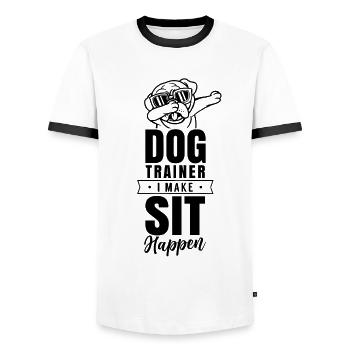 Dog Trainer Dog Handler Dog School Saying - Men's Ringer Shirt - white/black - Front - AI Model Female 172 light (172cm) & AI Model Male 178 dark (178cm)