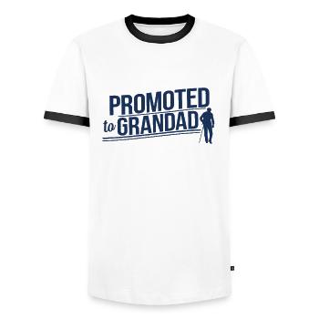 Promoted to Grandfather Grandpa Grandpa Opi - Men's Ringer Shirt - white/black - Front - AI Model Female 172 light (172cm) & AI Model Male 178 dark (178cm)