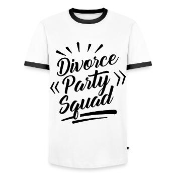 Divorce Party Squad Ex-wife Exmann Separation - Men's Ringer Shirt - white/black - Front - AI Model Female 172 light (172cm) & AI Model Male 178 dark (178cm)